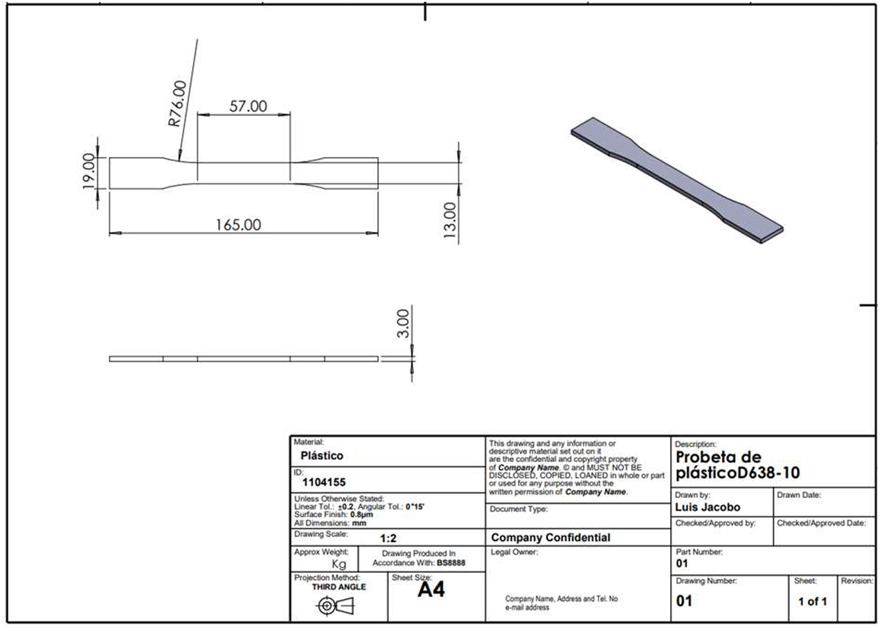 Test Specimen Drawing